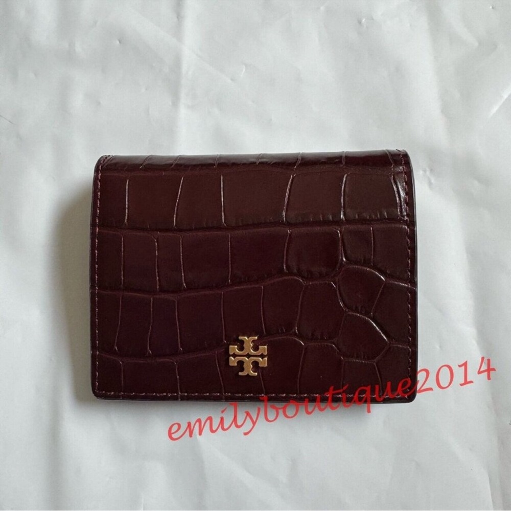 Tory Burch Burgundy Croc-Embossed Wallet